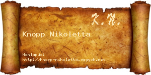 Knopp Nikoletta névjegykártya